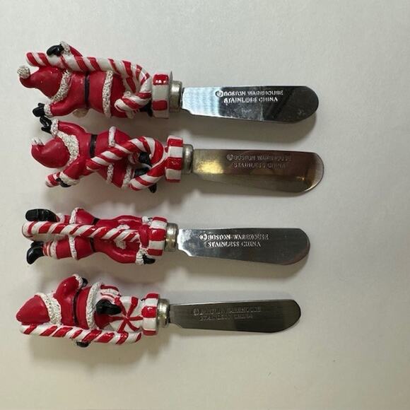 Boston Warehouse Peppermint Parade Santa Cheese Spreader set/4 Christmas Holiday - Picture 16 of 16